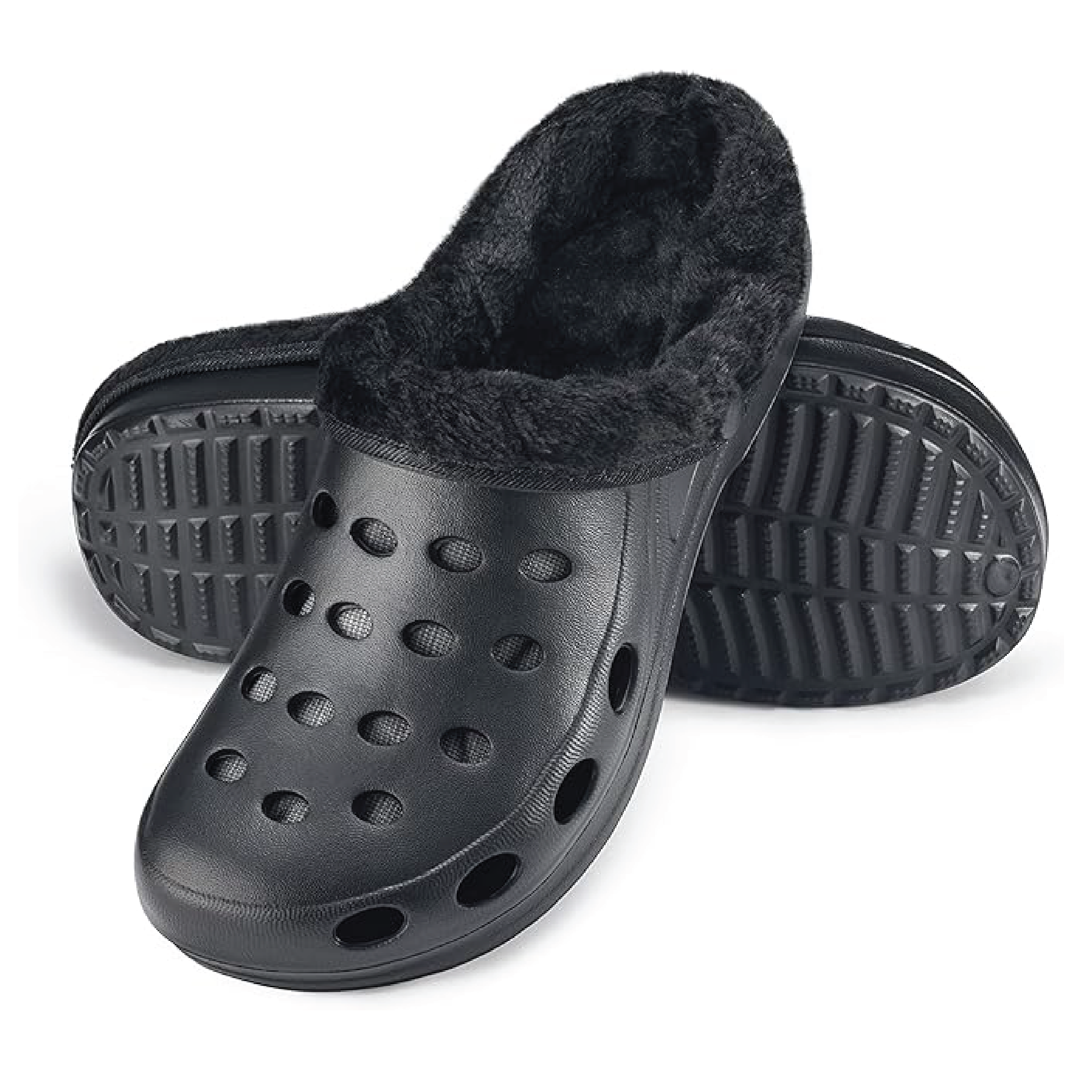 Estro - A01 - Waterproof Thermal Fur Lined Women's Low Garden Clogs - Black