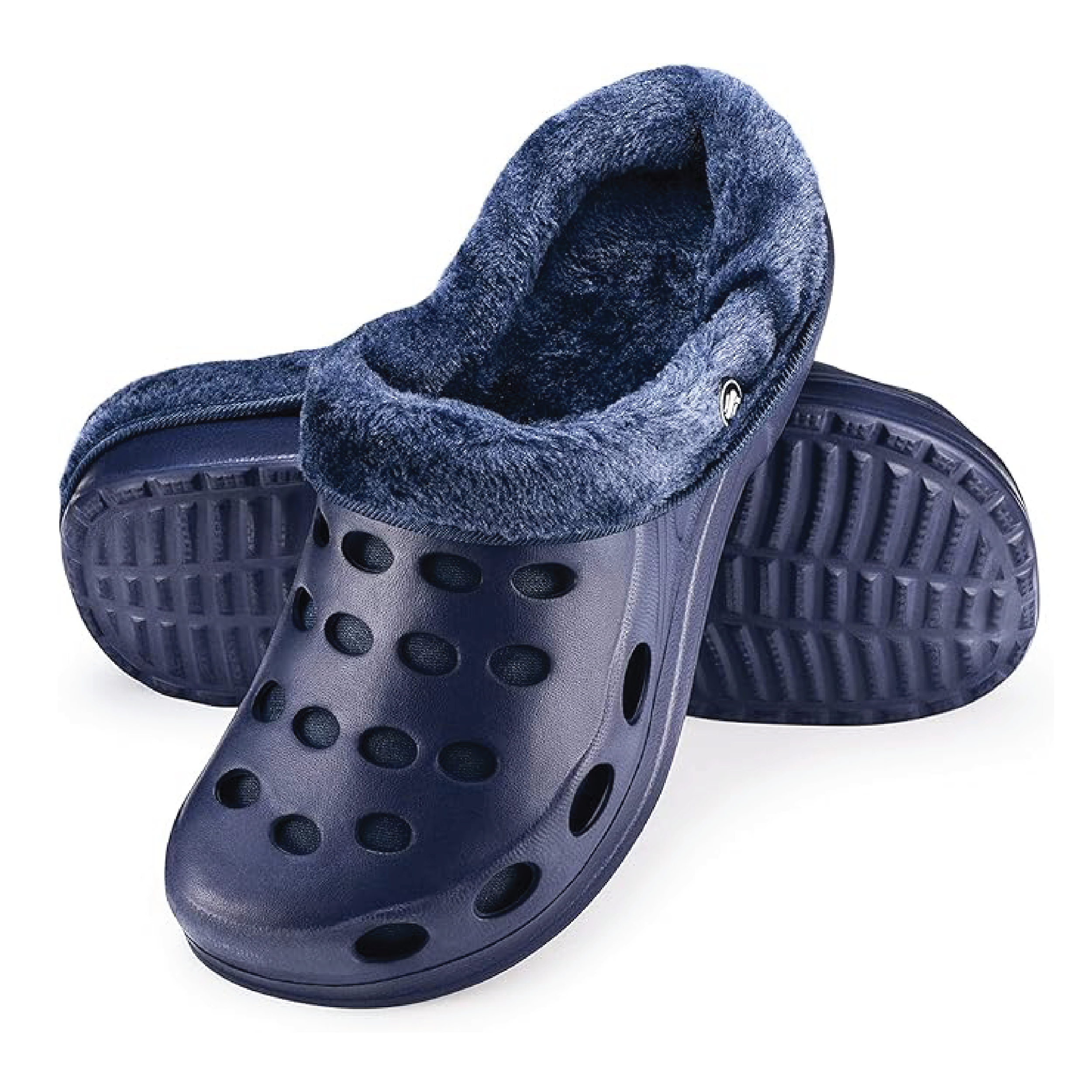 Estro - A01 - Waterproof Thermal Fur Lined Womens Low Garden Clogs - Navy