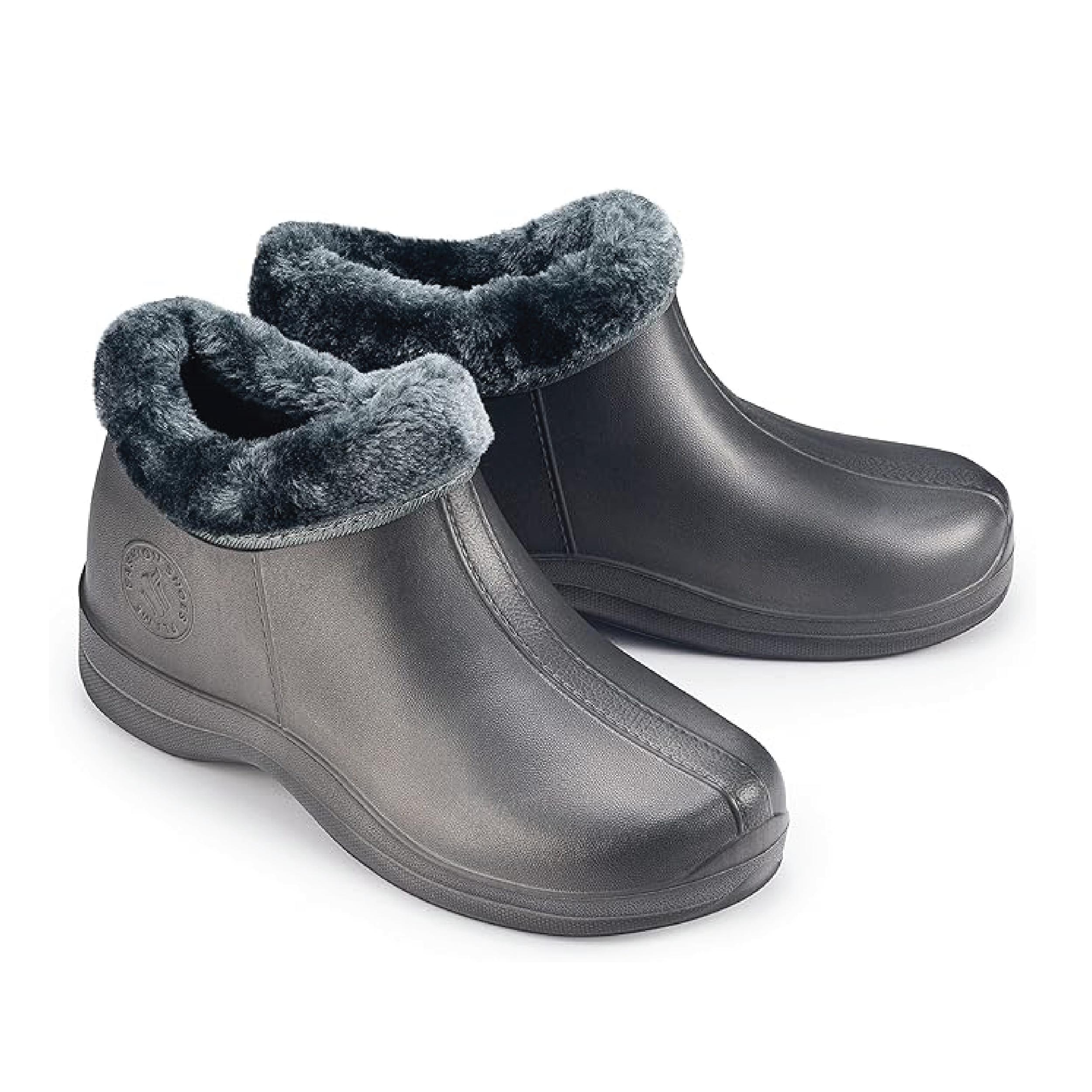 Estro - A16 - Waterproof Thermal Fur Lined Womens Mid Garden Clogs - Dark Grey