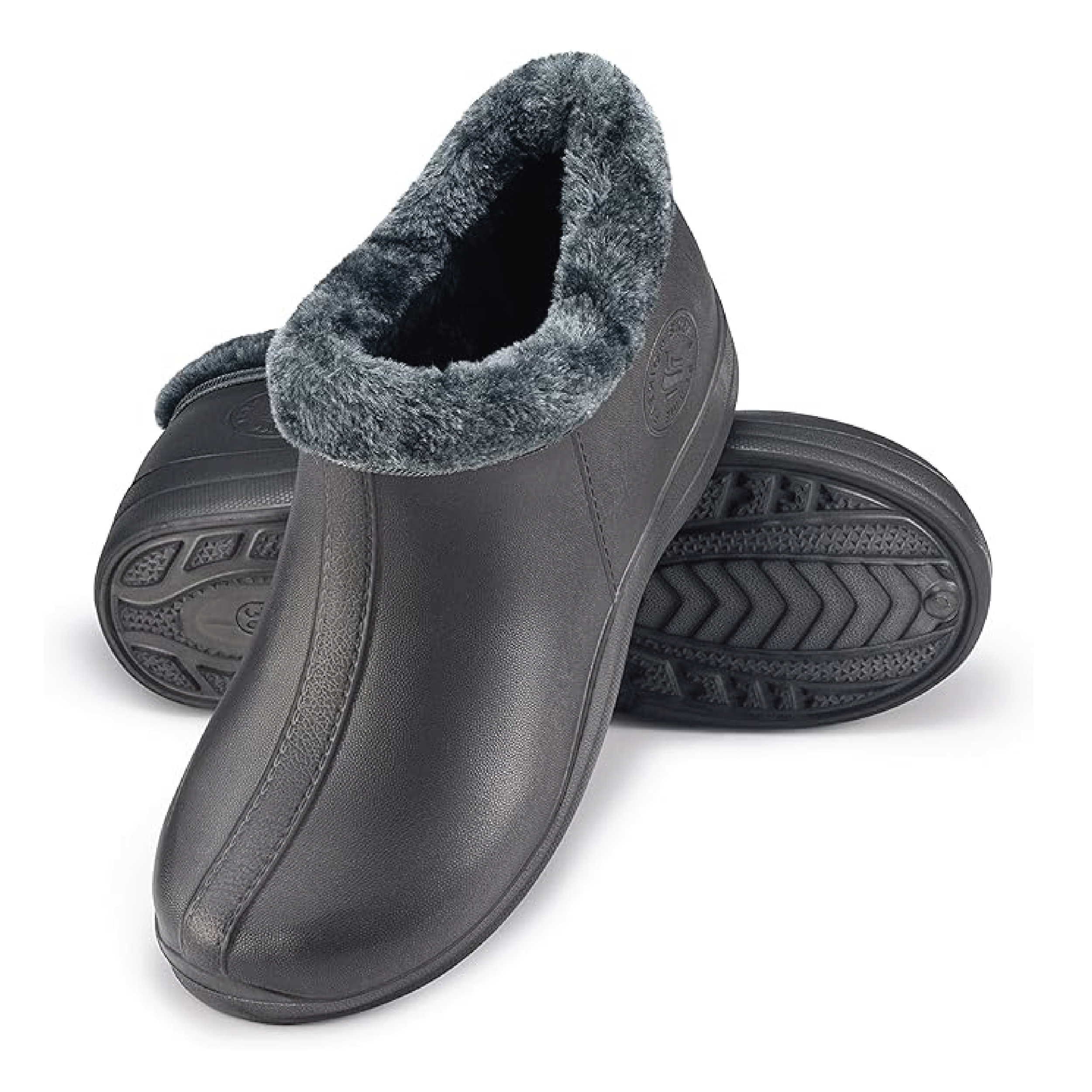 Estro - A16 - Waterproof Thermal Fur Lined Womens Mid Garden Clogs - Dark Grey