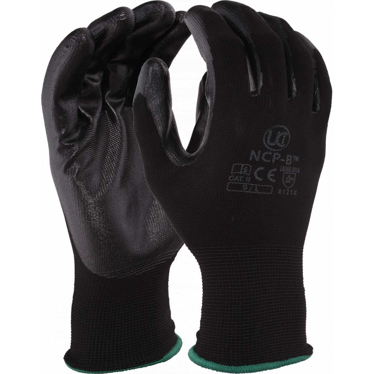 NCP-B - Polyester Nitrile Palm Gloves - Black