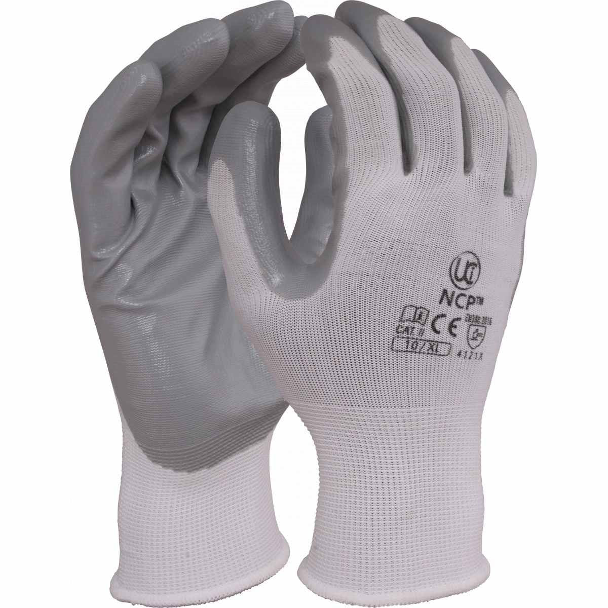 NCP - Polyester Nitrile Palm Gloves - Grey/White