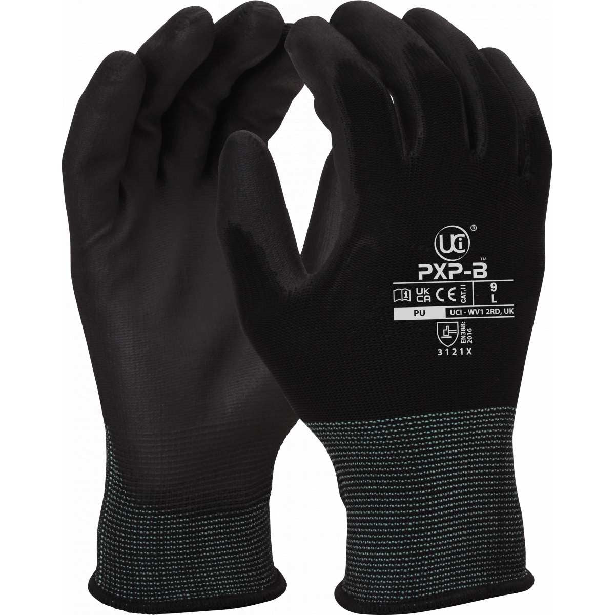 PXP-B - Polyester PU Palm Gloves - Black