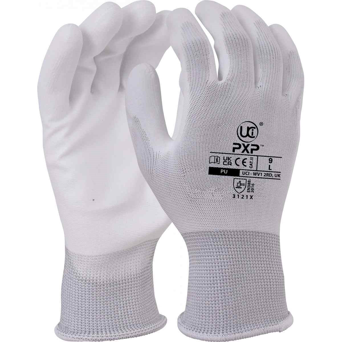 PXP-WH - Polyester PU Palm Gloves - White