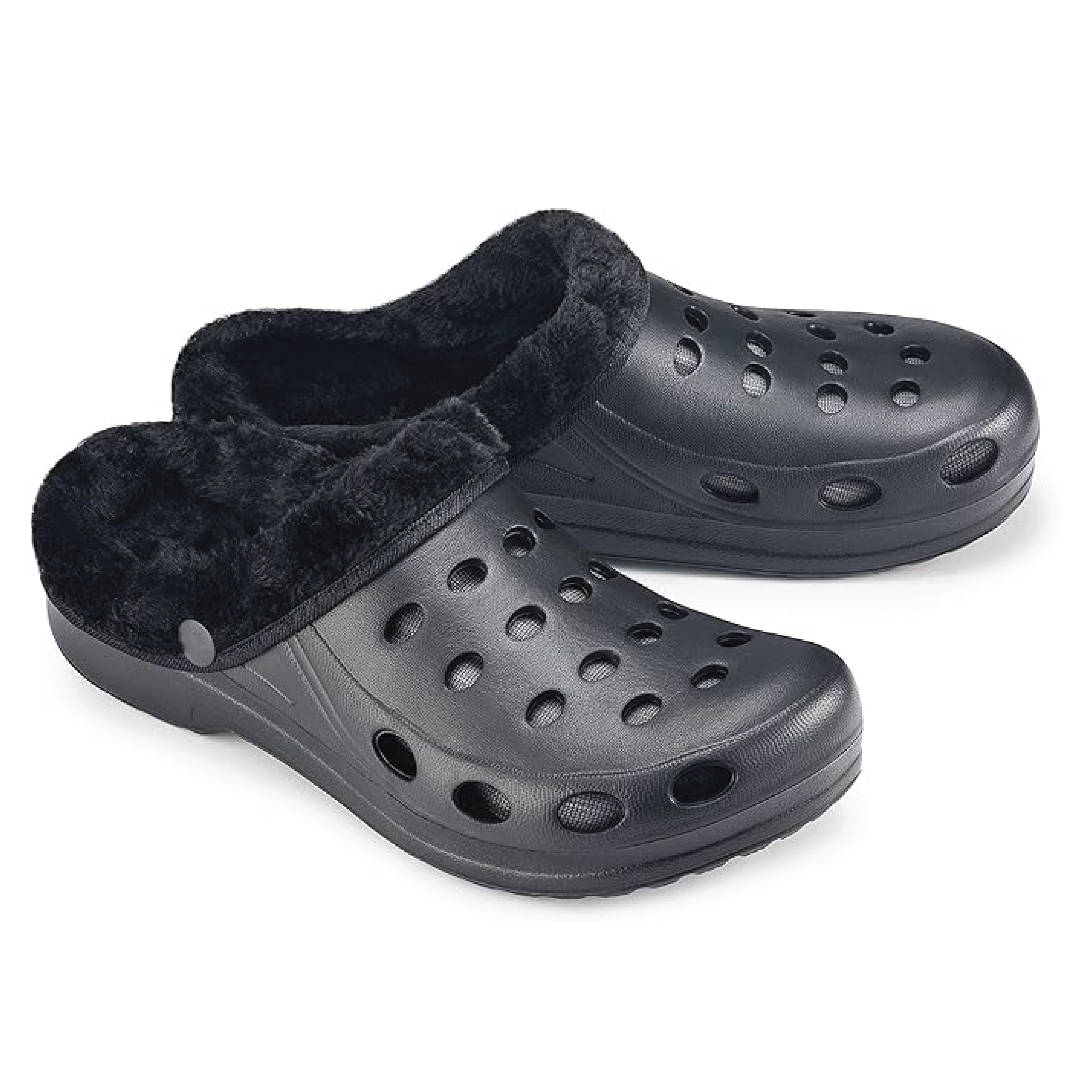 Estro - A01 - Waterproof Thermal Fur Lined Women's Low Garden Clogs - Black