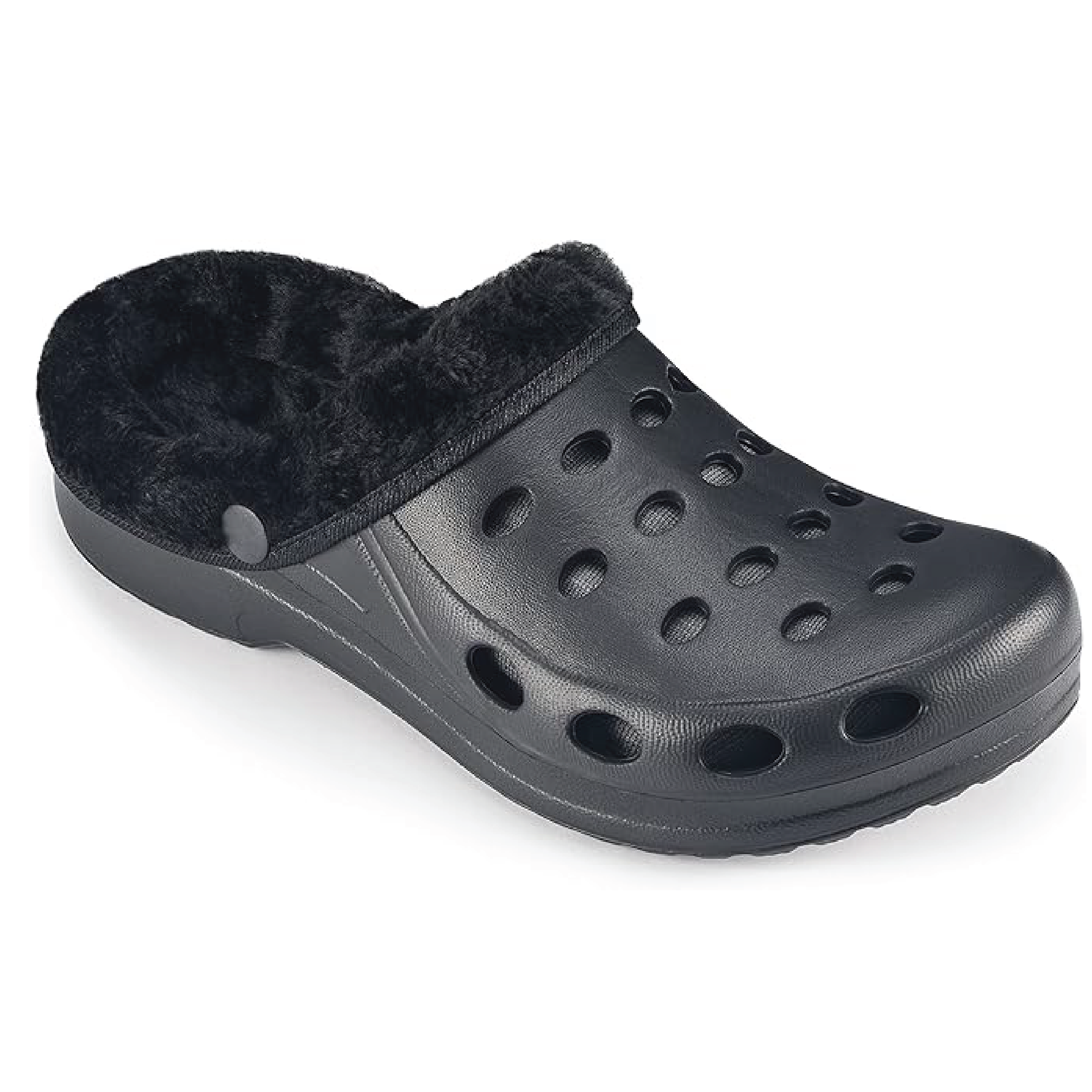 Estro - A01 - Waterproof Thermal Fur Lined Women's Low Garden Clogs - Black