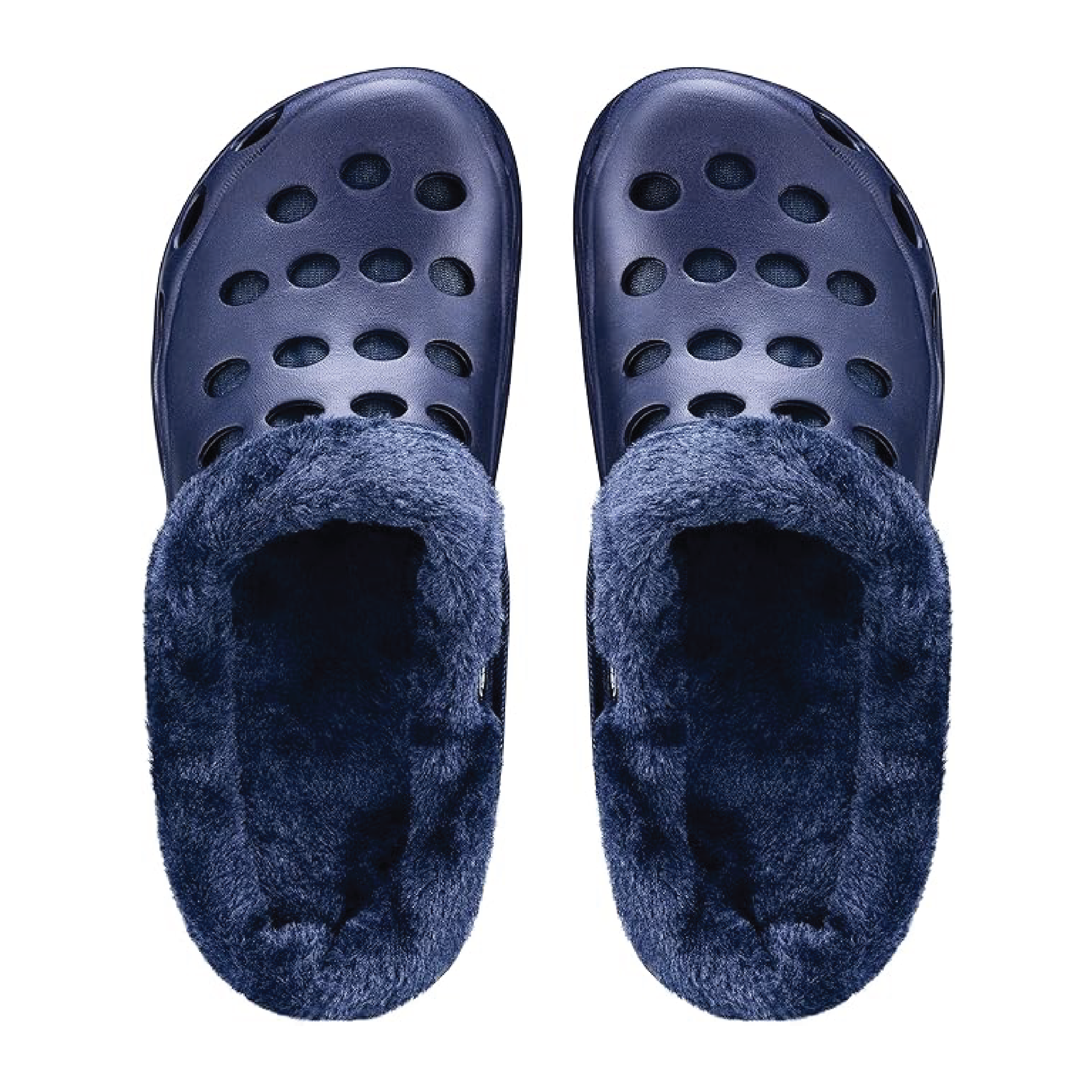 Estro - A01 - Waterproof Thermal Fur Lined Womens Low Garden Clogs - Navy
