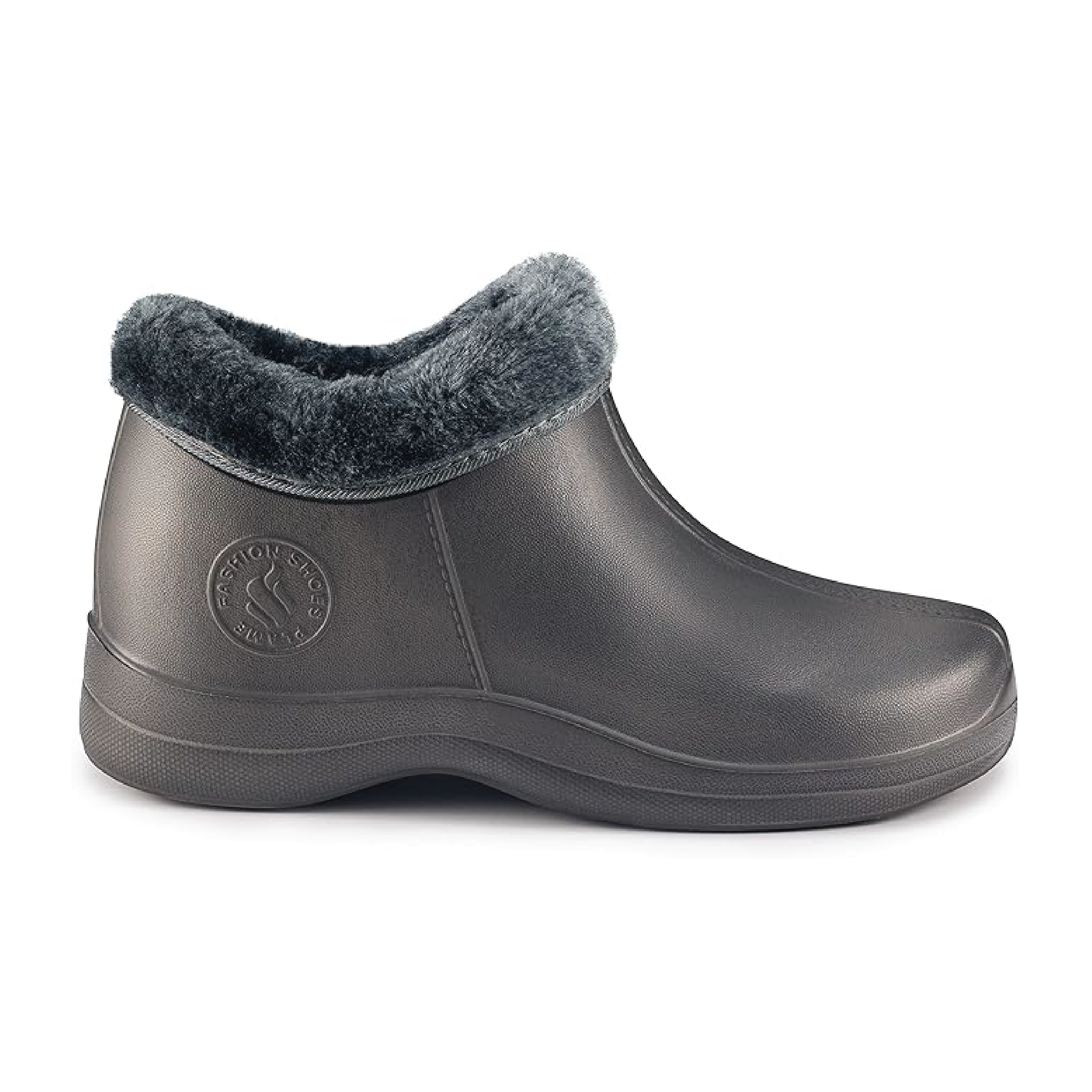 Estro - A16 - Waterproof Thermal Fur Lined Womens Mid Garden Clogs - Dark Grey