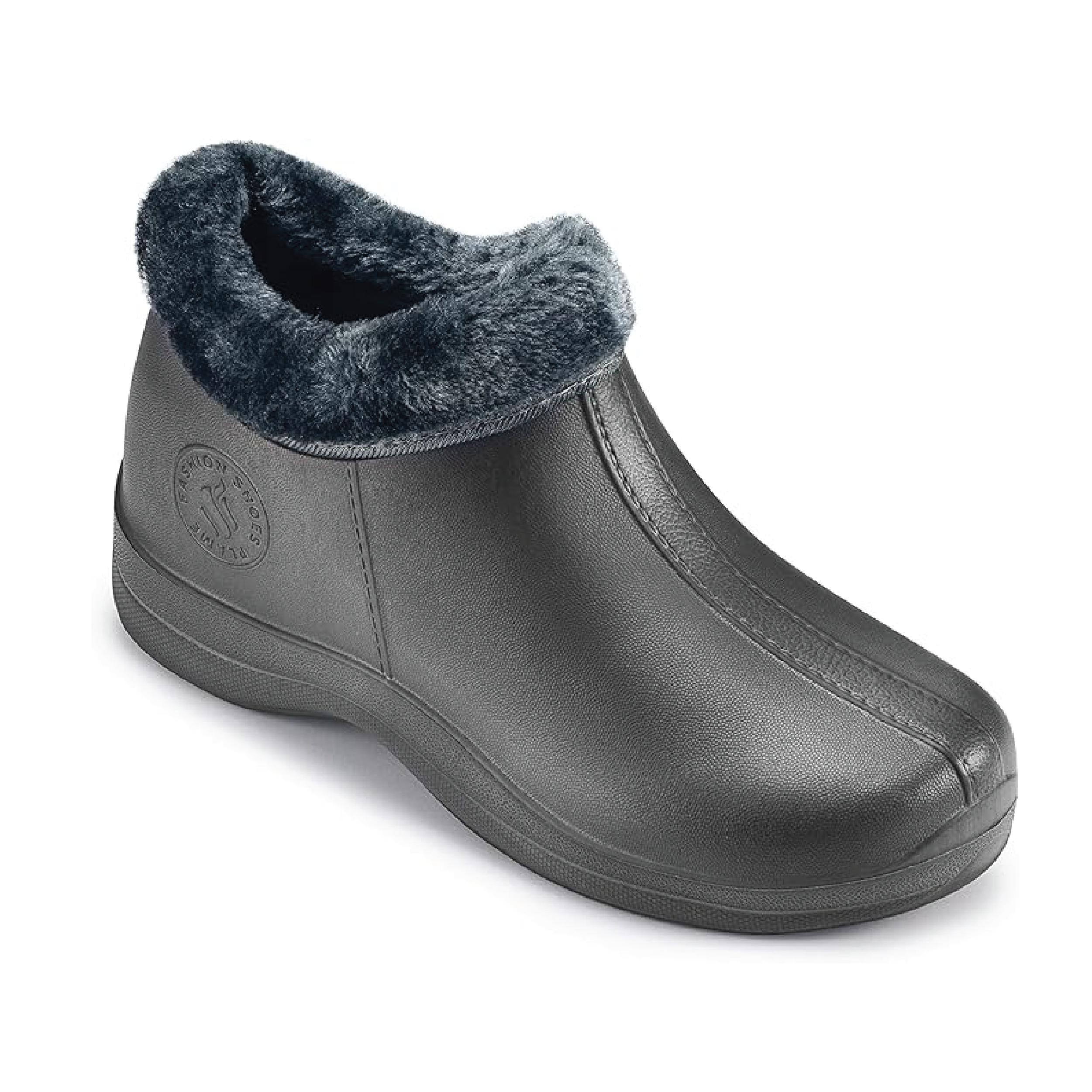 Estro - A16 - Waterproof Thermal Fur Lined Womens Mid Garden Clogs - Dark Grey