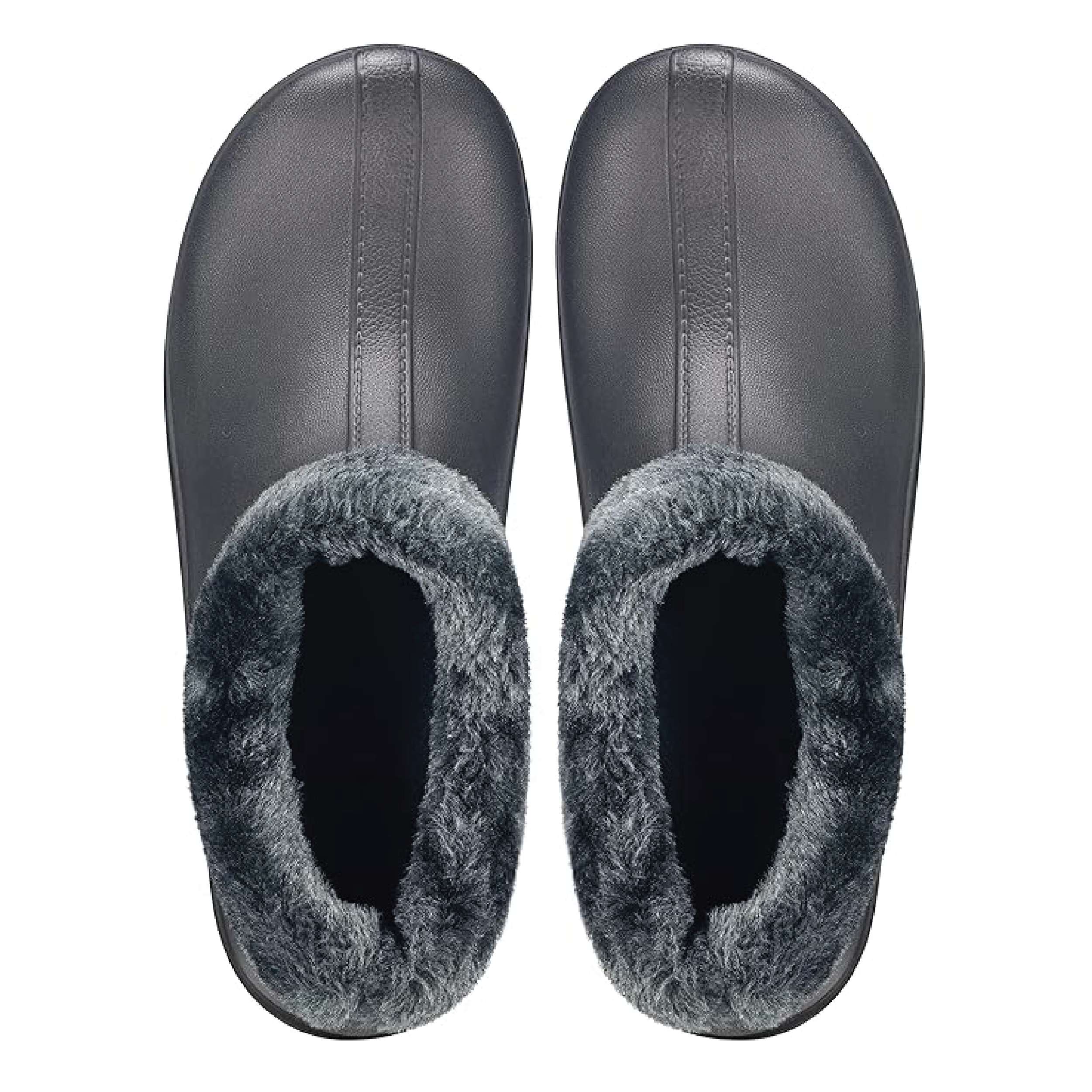 Estro - A16 - Waterproof Thermal Fur Lined Womens Mid Garden Clogs - Dark Grey