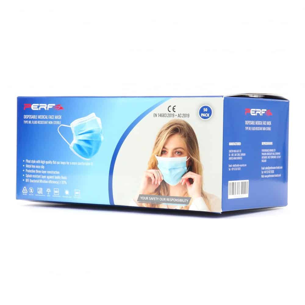 Perf Type IIR Disposable Medical Surgical Face Masks - Blue