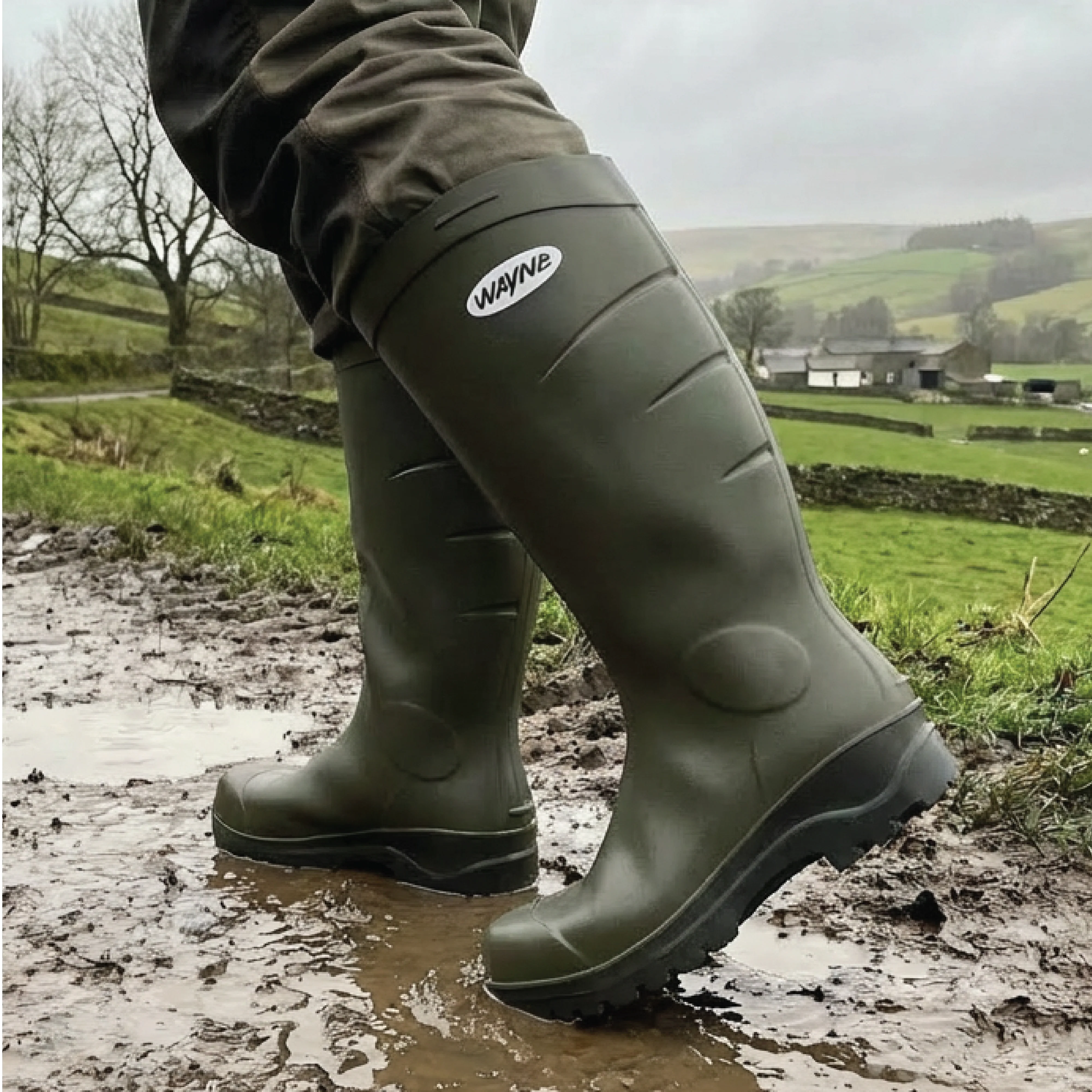 Wayne - W1 - S5 PU Safety Wellingtons - Green