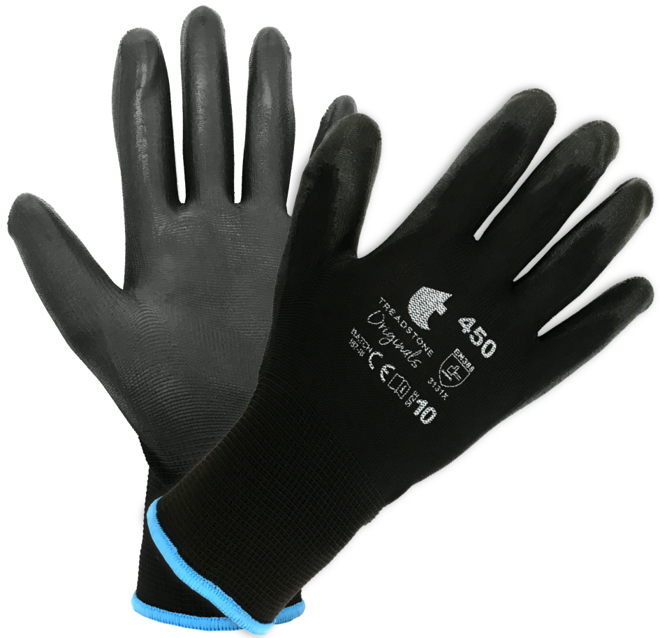 ONL-450 - Polyester PU Palm Gloves - Black