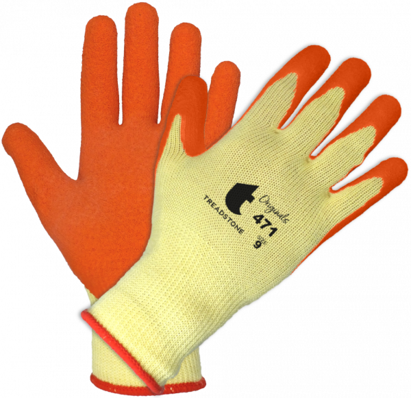 ONL-471 - Polycotton Crinkle Latex Palm Premium Builders Gloves - Orange/Yellow